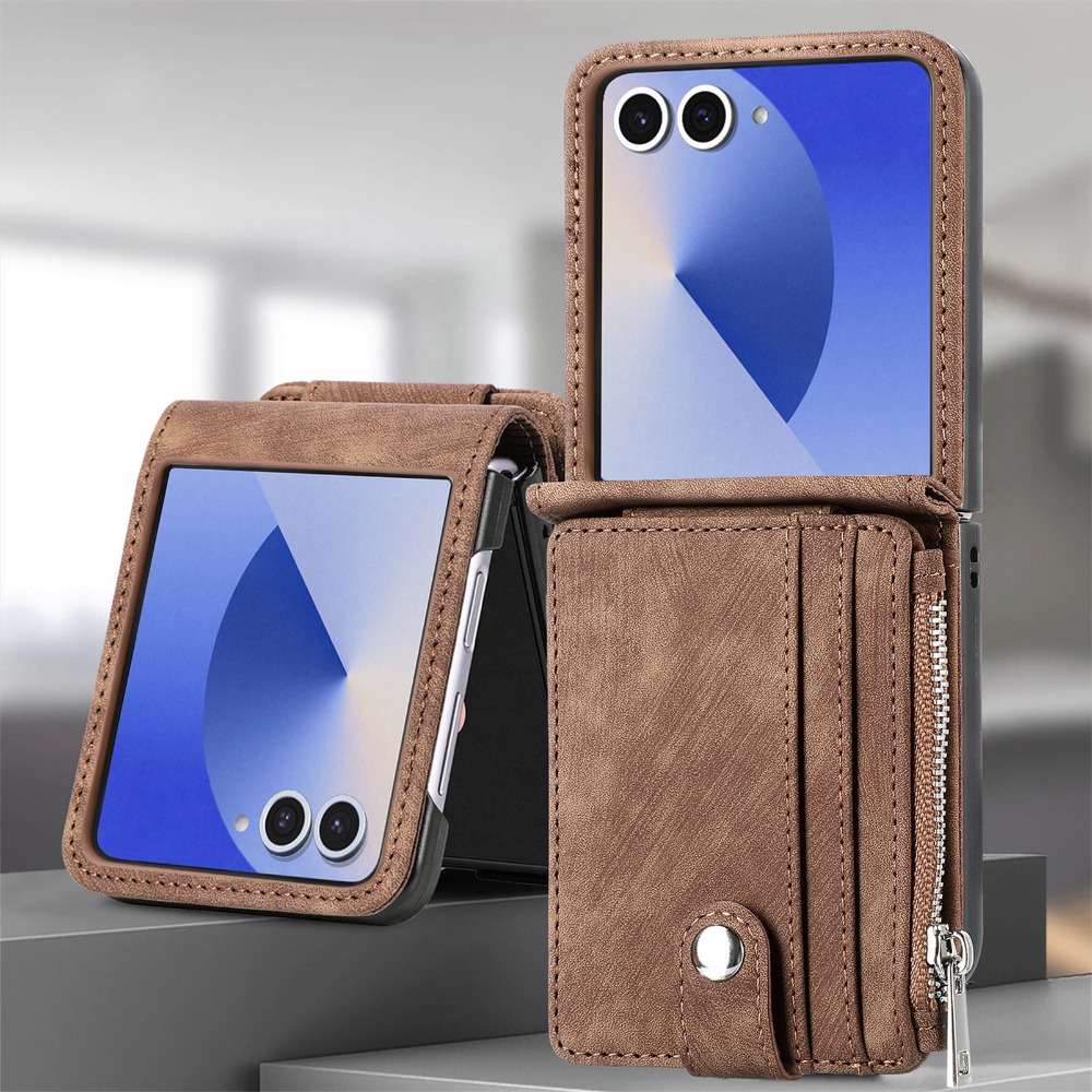 Leather Wallet Card Holder Phone Cover - Funda de teléfono tipo billetera con