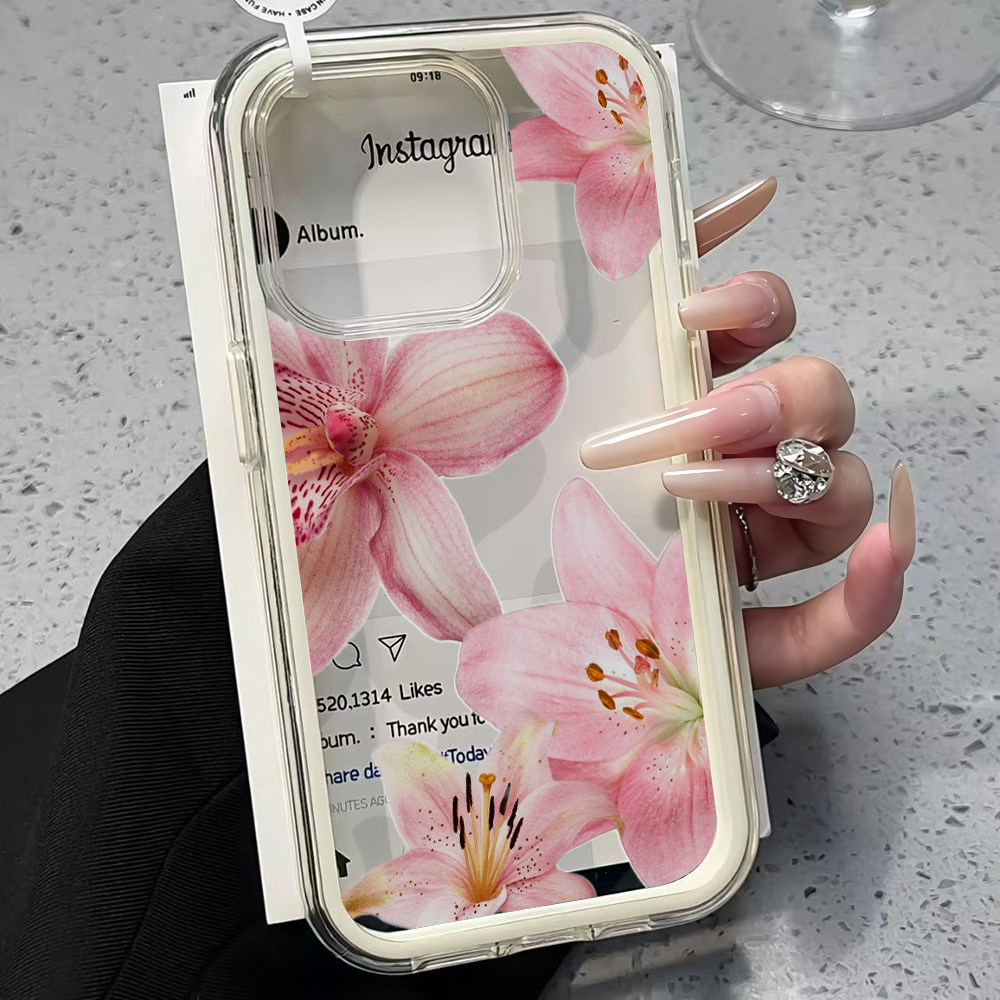 Clear Shockproof Bumper Case - Funda Transparente con Diseño de Flor