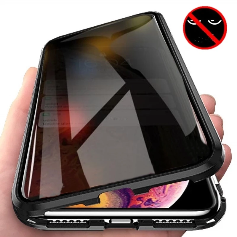 Anti Spy Privacy Glass Case - Funda metálica con cristal templado y