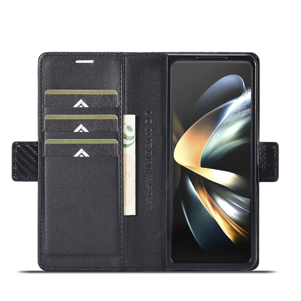 Funda de cuero PU de fibra de  - Leather Wallet Card Holder Phone Cover reseña y precio