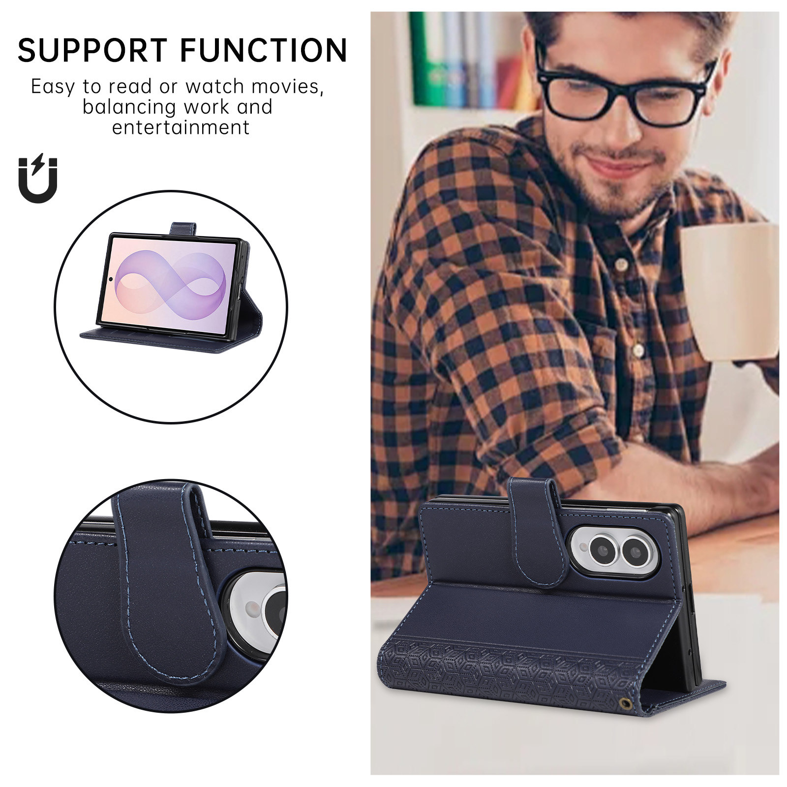 Funda de cuero de lujo para te - Leather Wallet Card Holder Phone Cover reseña y precio